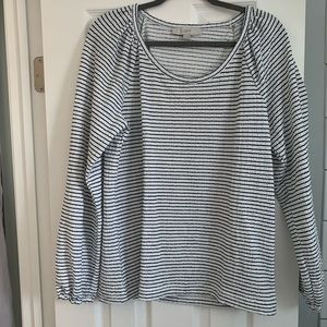 LOFT Striped Scoop Neck Blouse